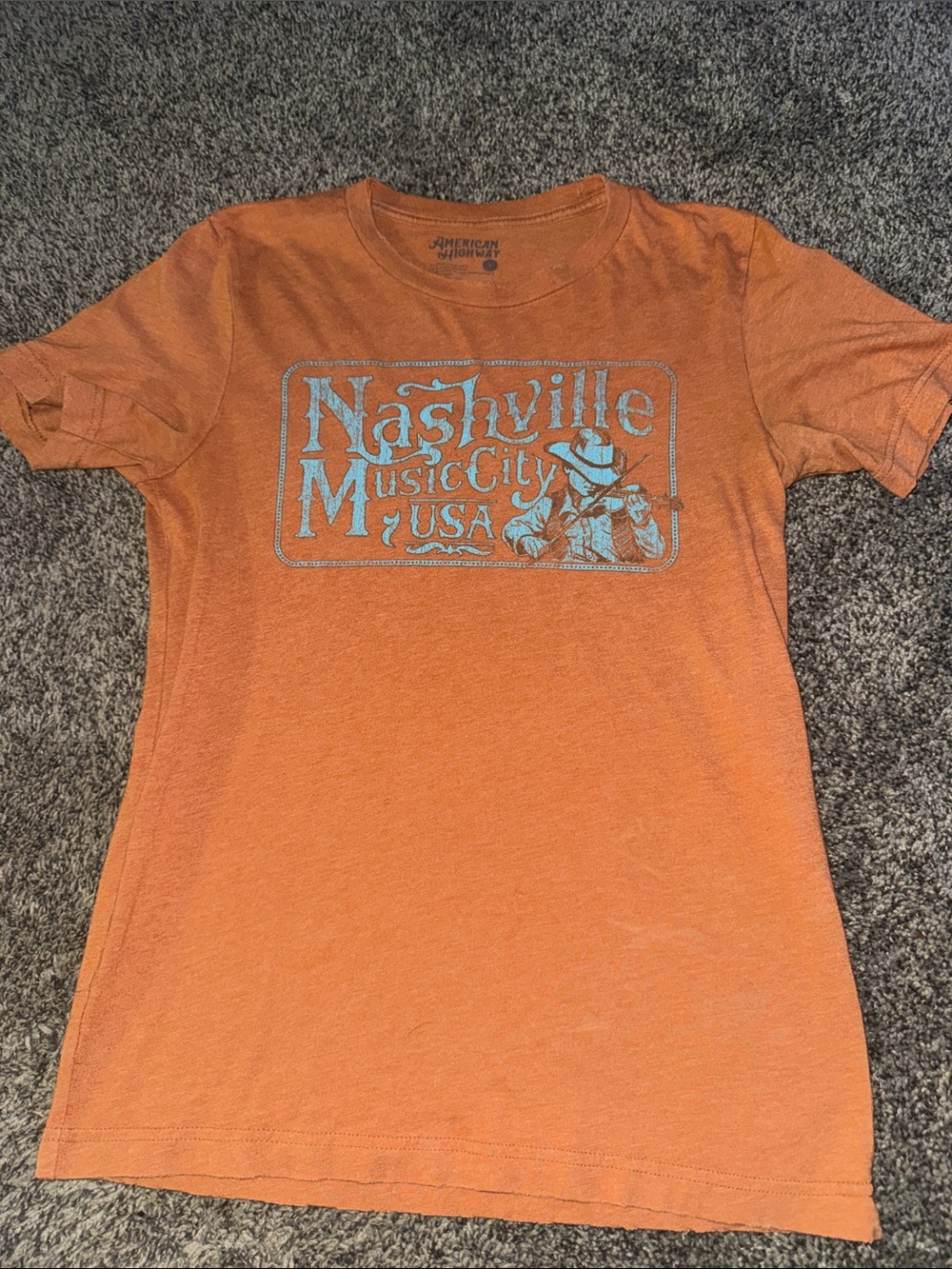 American Vintage Orange Nashville Music City USA Graphic Tee
